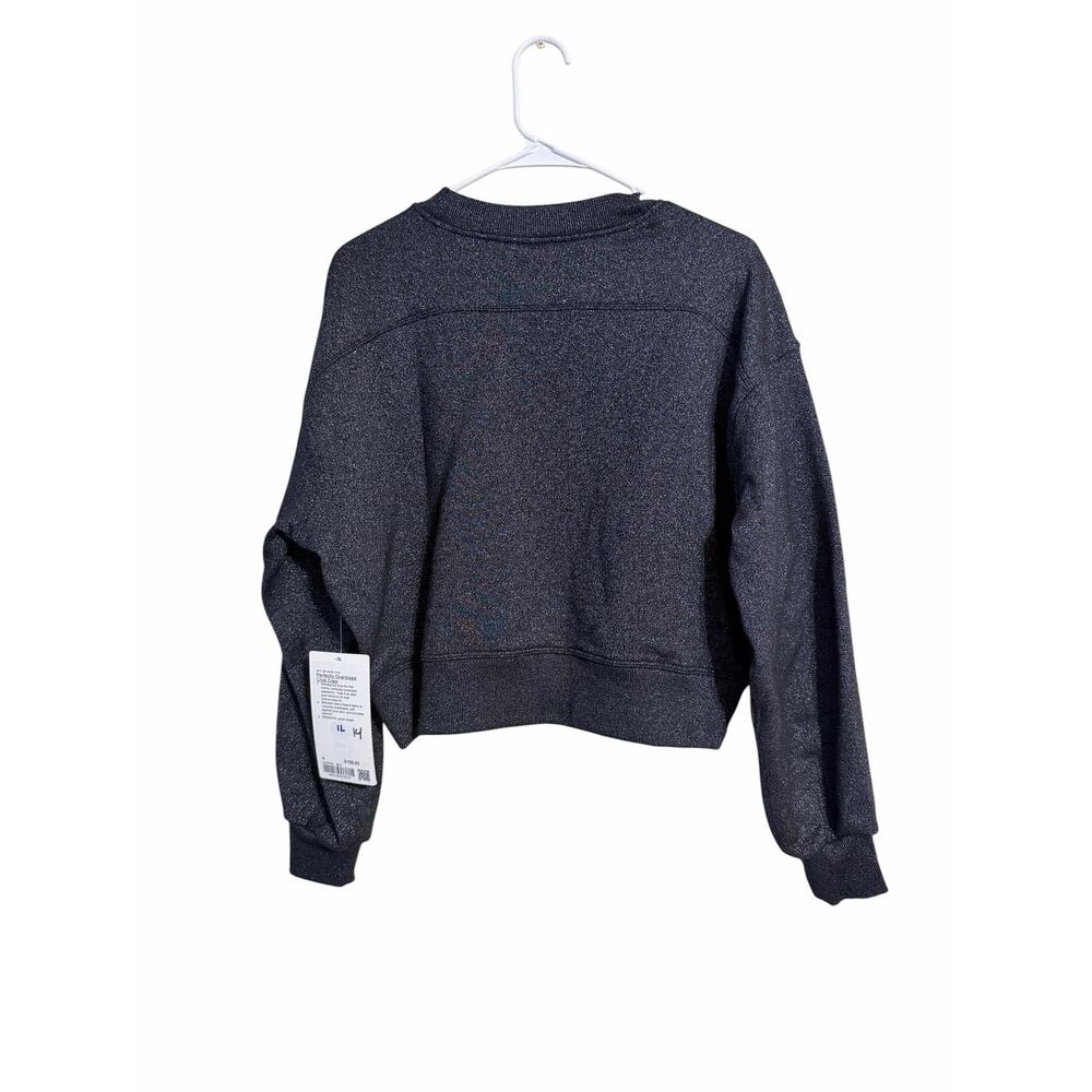Lululemon Perfectly Oversized Cropped Crew Black Sparkle Size 4 NWT - Picture 2 of 7